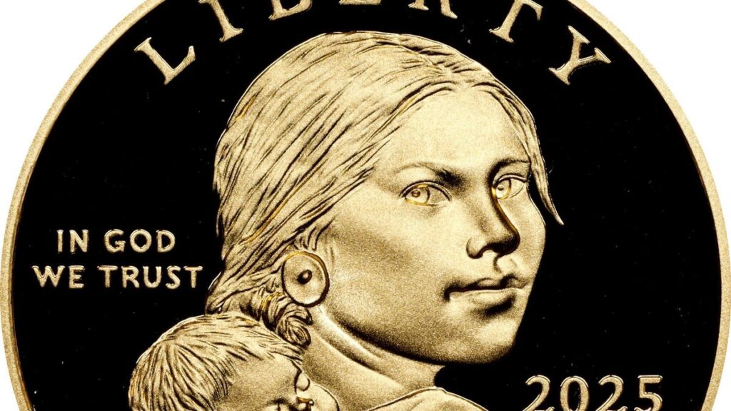 Las piedras doradas de Sacagawea en millones de tiros que fluyen turistas